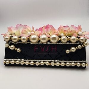 Fysh Upcycled Handmade Women's Black and Gold Glasses Case